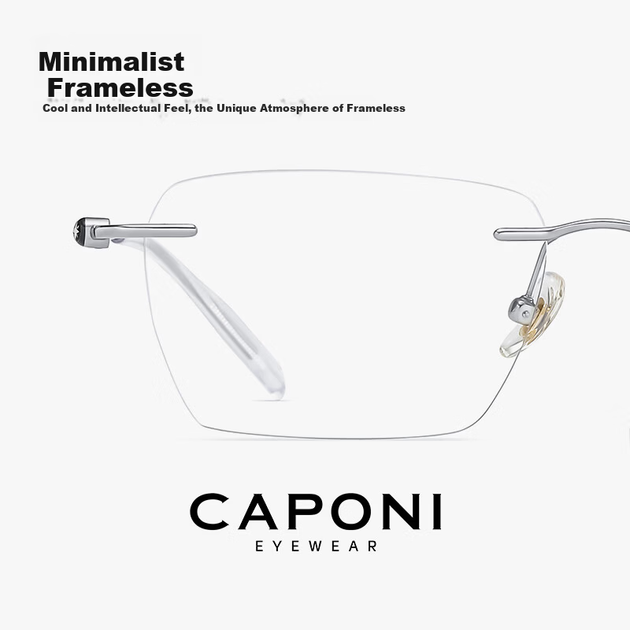 Очки для чтения CAPONI из чистого титана, импортированные из Японии, для мужчин, ультралегкие, без оправы, блокируют синий свет, премиум-класса, для женщин, страдающих пресбиопией. - изображение 9