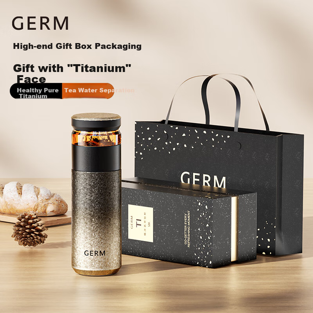 Термокружка Germ Pure Titanium для мужчин и женщин, оздоровительная кружка для воды с ситечком для чая, титановая кружка в подарок на День отца, 520 мл, золотистый цвет. - Фото 5 Термокружка Germ Pure Titanium для мужчин и женщин, оздоровительная кружка для воды с ситечком для чая, титановая кружка в подарок на День отца, 520 мл, золотистый цвет. - изображение 5