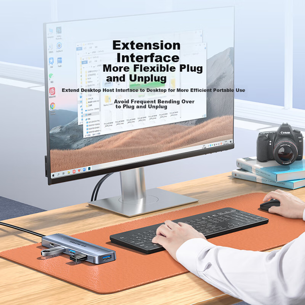 Розширювальна док-станція SAMZHE USB3.0 Hub, високошвидкісний 4-портовий адаптер-дуплікатор HUB для ноутбуків, багатопортовий конвертер-розширювач, живлення від Type-C HUB11-2, 1 метр - зображення 4