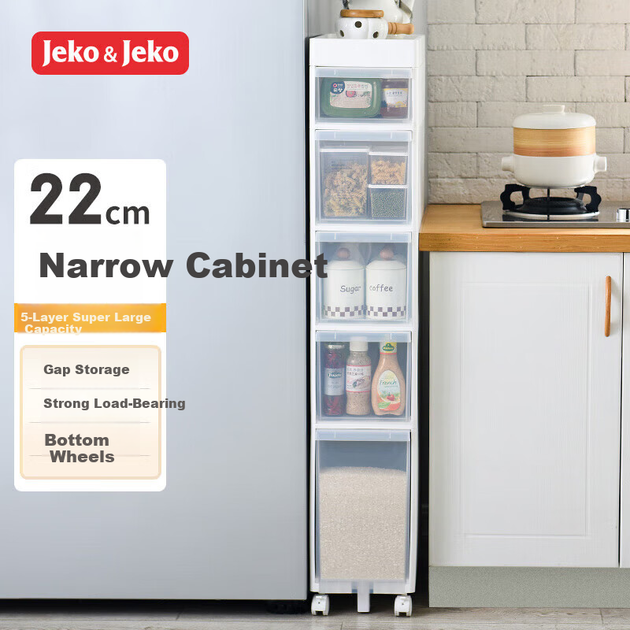 Стеллаж для кухонных принадлежностей JEKO&JEKO, напольный шкаф для хранения, органайзер для хранения, полка для специй, многоярусная небольшая тележка, 5 ярусов. - изображение 4