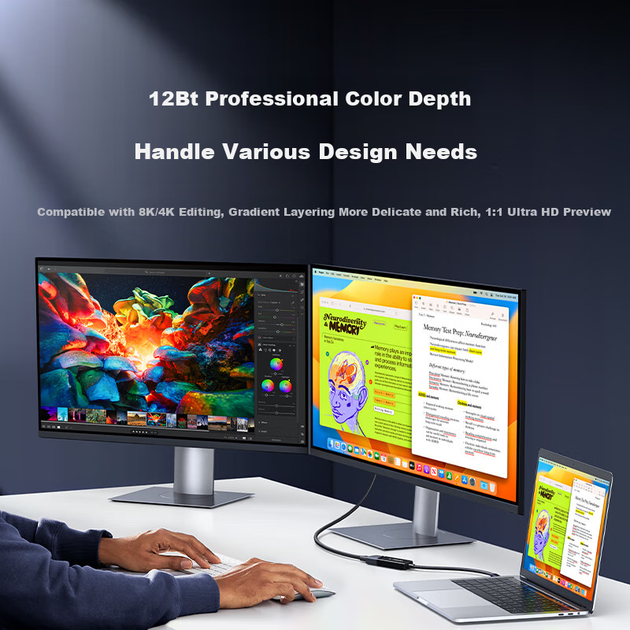 Адаптер UGREEN Type-C — DisplayPort 1.4 с поддержкой Thunderbolt 4 и 5, 8K 60 Гц и 4K 240 Гц, для MacBook и смартфона - изображение 8