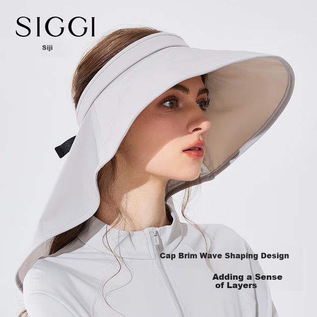 Солнцезащитная шляпа Siggi, кепка-козырек для женщин, весна-лето, широкие поля, защита шеи, защита от УФ-излучения, подходит для хвостиков, регулируемая эластичная резинка, шляпа для отдыха на природе. - Фото 4 Солнцезащитная шляпа Siggi, кепка-козырек для женщин, весна-лето, широкие поля, защита шеи, защита от УФ-излучения, подходит для хвостиков, регулируемая эластичная резинка, шляпа для отдыха на природе. - изображение 4
