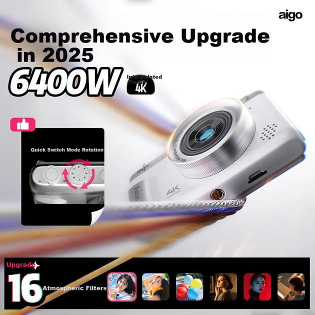Цифровая студенческая камера Aigo P618 с двойной задней камерой для селфи, подарок на Рождество, Новый год, день рождения для девушки, начальный уровень, беззеркальная альтернатива для кампуса, CCD, белая, 32 ГБ - Фото 6 Цифровая студенческая камера Aigo P618 с двойной задней камерой для селфи, подарок на Рождество, Новый год, день рождения для девушки, начальный уровень, беззеркальная альтернатива для кампуса, CCD, белая, 32 ГБ - изображение 6