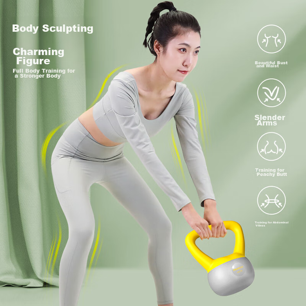 Гиря PROIRON Puli'ai Soft Kettlebell, мужская и женская фитнес-гиря с мягким основанием, ударопрочная, 6 кг. - изображение 10