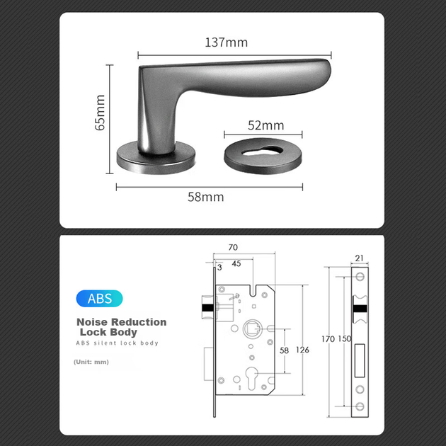 Замок IGear Split Lock, внутренняя дверь спальни, шумопоглощающая, дверная ручка в американском стиле из массива дерева для ванной и туалета, цвет «оружейная сталь». - Фото 8 Замок IGear Split Lock, внутренняя дверь спальни, шумопоглощающая, дверная ручка в американском стиле из массива дерева для ванной и туалета, цвет «оружейная сталь». - изображение 8