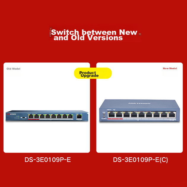 Коммутатор HIKVISION DS-3E0109P 9-портовый 100 Мбит/с с PoE для видеонаблюдения, металлический - изображение 5