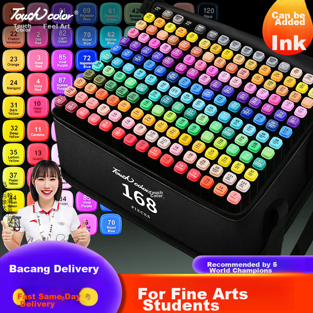 Маркери Touchcolor двосторонні на олійній основі для скетчингу та коміксів, 168 кольорів, зі змінними стрижнями - зображення 4