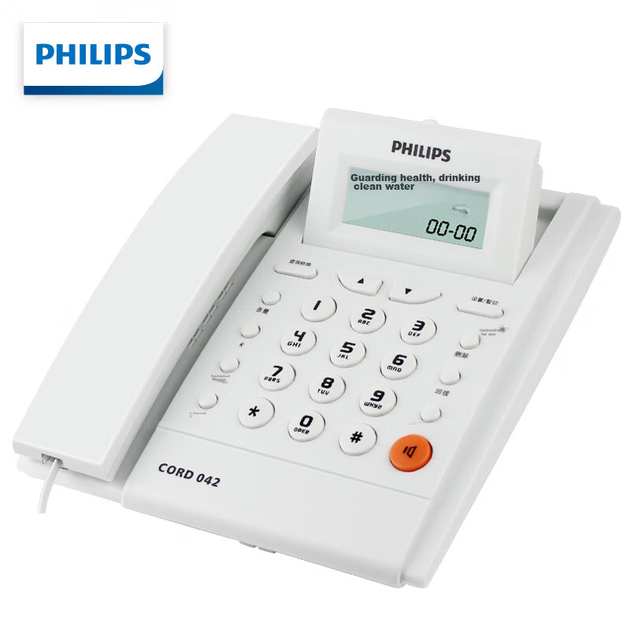 Стационарный телефон PHILIPS CORD042, проводной, для офиса и дома, без батареек, определитель номера, регулируемый экран, белый - изображение 4