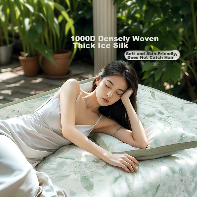 Охлаждающий коврик FUANNA 1000D Ice Silk, моющийся, класс А, антибактериальный, односпальный, летний, 1.2×2 м, мятный - изображение 6