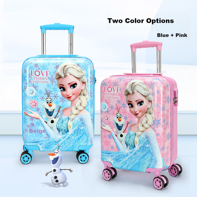 Детский чемодан Mesuca X Disney Frozen, 18 дюймов, с замком, дорожный чемодан для девочек, односторонний мультяшный дизайн. - изображение 6