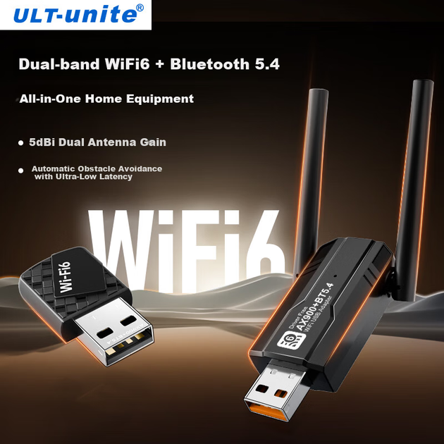 Адаптер ULT-Unite USB з Bluetooth 5.4 та WiFi 6 з двома антенами для настільного комп'ютера, навушників та колонок - зображення 8