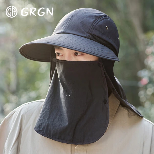 Сонцезахисний капелюх GRGN для чоловіків, капелюх із великими полями, літній захисний щиток для обличчя від ультрафіолету, рибальський капелюх, туристична кепка - зображення 7