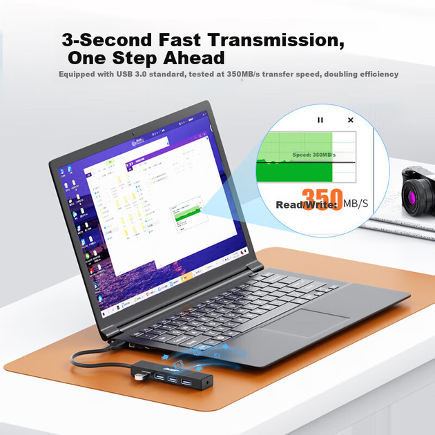 USB-хаб Acer 3.0, док-станція розширення, високошвидкісний 4-портовий адаптер-хаб, сумісний із настільними комп'ютерами та ноутбуками, багатопортовий конвертер, подовжувач, 1 метр - Фото 6 USB-хаб Acer 3.0, док-станція розширення, високошвидкісний 4-портовий адаптер-хаб, сумісний із настільними комп'ютерами та ноутбуками, багатопортовий конвертер, подовжувач, 1 метр - зображення 6