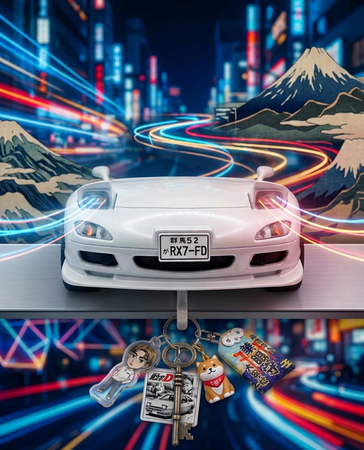 Настенный держатель для ключей RX-7 с подсветкой фар легендарный автомобиль стильный декор - изображение 2