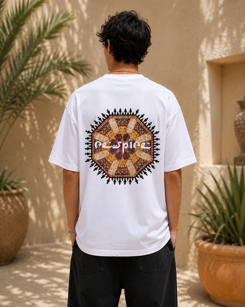 Чоловіча оверсайз футболка Arabic Ornament S біла - Фото 1 Чоловіча оверсайз футболка Arabic Ornament S біла - зображення 1