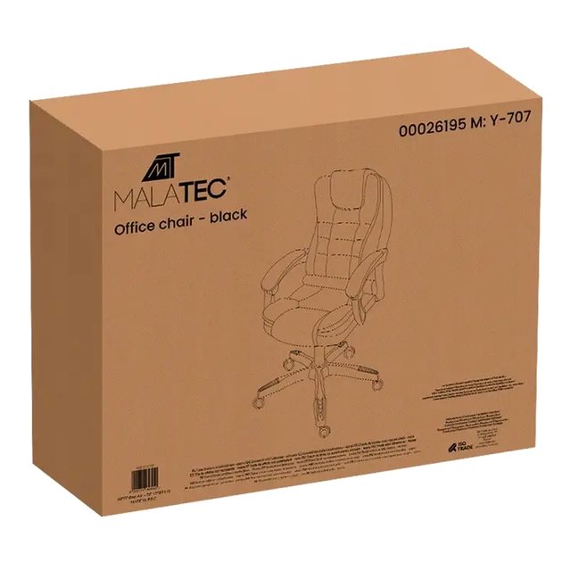 Офисное кресло с подставкой для ног экокожа до 130 кг черный Malatec LS-1637 - изображение 10