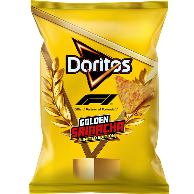 Чіпси Doritos Golden Sriracha Formula 1 Limited Edition зі смаком шрірача 100 г - Фото 1 Чіпси Doritos Golden Sriracha Formula 1 Limited Edition зі смаком шрірача 100 г - зображення 1