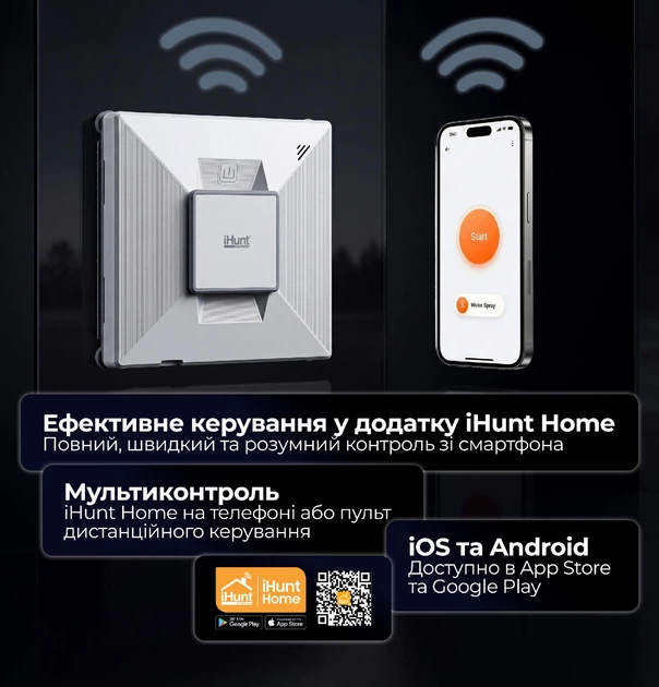 Робот для миття вікон iHunt Window 7 SUPREME 4X Spray, 2500 Па, 4 форсунки, Wi-Fi, Tuya, резервуар 60 мл, UPS 40 хв, білий - зображення 13