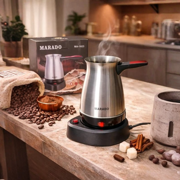 Турка для кави Marado MA-1623 електрична 0,6 л 600 Вт із поворотною базою 360° і захистом від перегрівання - зображення 2
