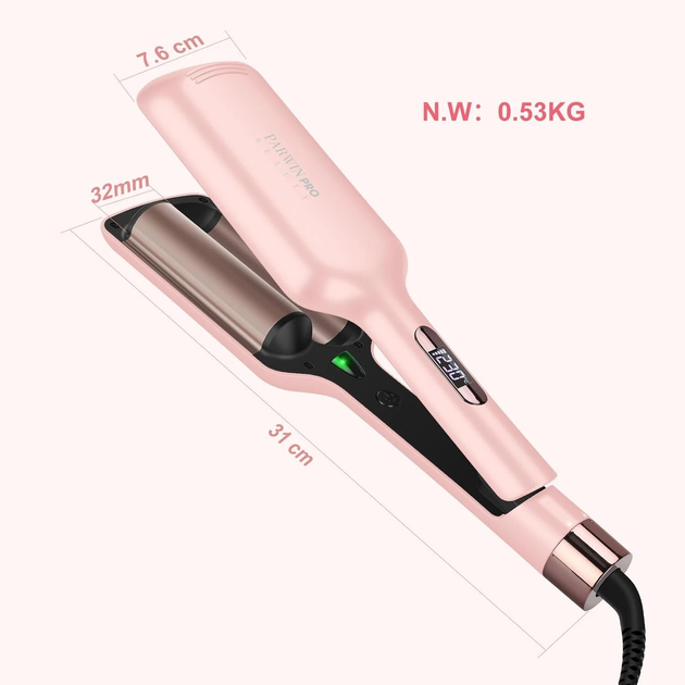 Плойка для завивки волосся з подвійним барабаном 32 мм Parwin Pro Beauty | Рожева - изображение 7