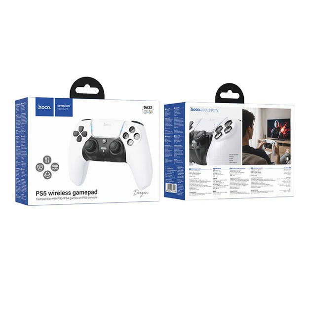 Беспроводной геймпад джойстик для Sony PS5 с вибрацией и поддержкой гарнитуры GA32 Dragon Белый - Фото 4 Беспроводной геймпад джойстик для Sony PS5 с вибрацией и поддержкой гарнитуры GA32 Dragon Белый - изображение 4