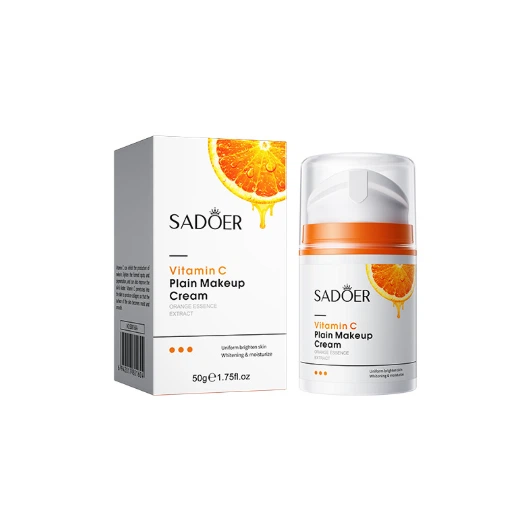 Осветляющий и увлажняющий крем для лица с витамином C SADOER Vitamin C Plain Makeup Cream (с дозатором), 50g (6942349738562) - Фото 1 Осветляющий и увлажняющий крем для лица с витамином C SADOER Vitamin C Plain Makeup Cream (с дозатором), 50g (6942349738562) - изображение 1