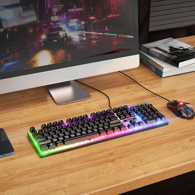 Ігровий комплект клавіатура та миша HOCO GM18 RGB 440х180х36 мм ABS Чорний - зображення 10