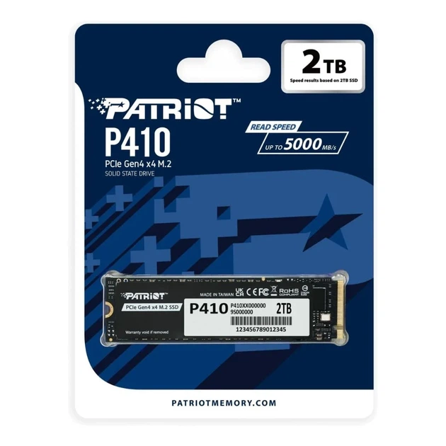 Накопитель SSD M.2 Patriot P410 2TB NVMe PCIe Gen4 5000/4500 TLC 80x22x3,8 мм - изображение 2