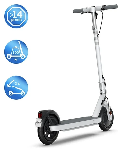 Електросамокат OKAI ES10-NEON Lite White 9", 300(600)W, 7.8Ah, 30km, 25km\h, 20%, NFC, App, 15kg (KOS_ES10-W) - изображение 5