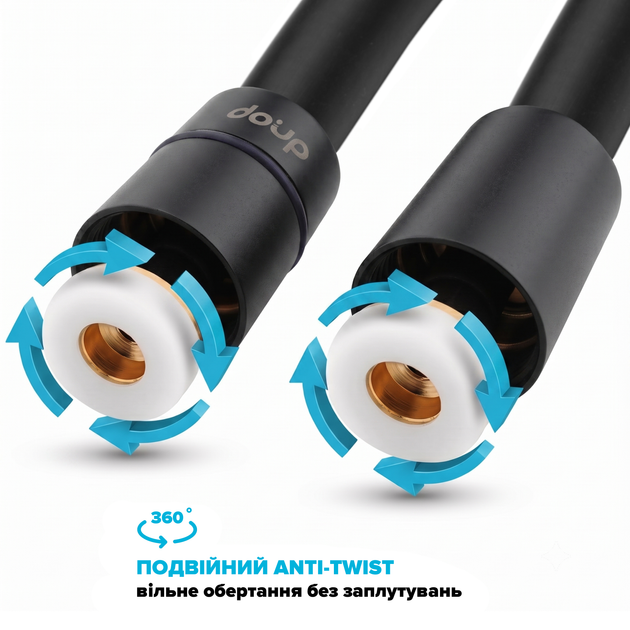 Шланг для душа DROP SH-H150-PRM-BL - полимерный с двойным Анти-Твистом 150 см черный матовый - изображение 2