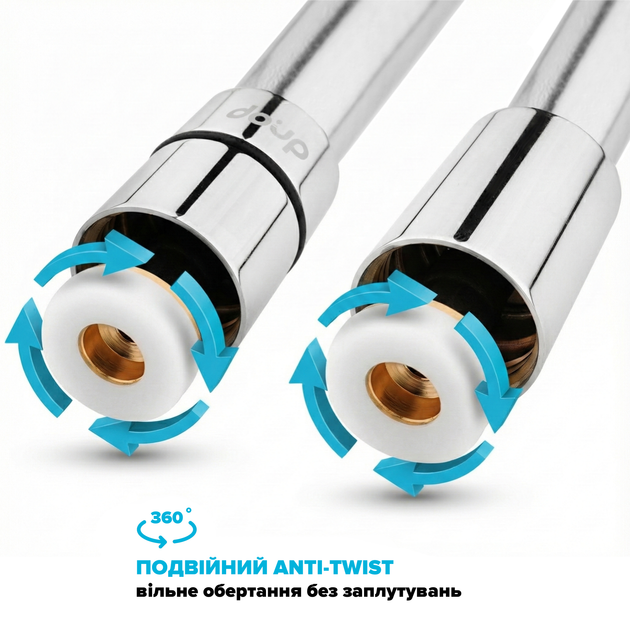 Шланг для душа DROP SH-H150-PRM-SL - полимерный с двойным Анти-Твистом 150 см серый металик - изображение 2
