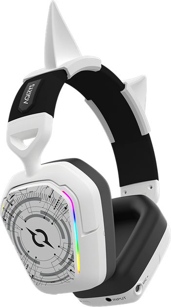 Zestaw słuchawkowy gamingowy AQIRYS ALNAIR Wireless ANC RGB White - obraz 19