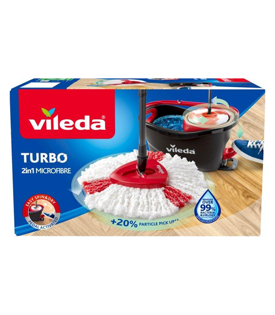 Набір для прибирання Vileda Turbo 2in1 Microfibre (швабра і відро з віджимом) - изображение 2