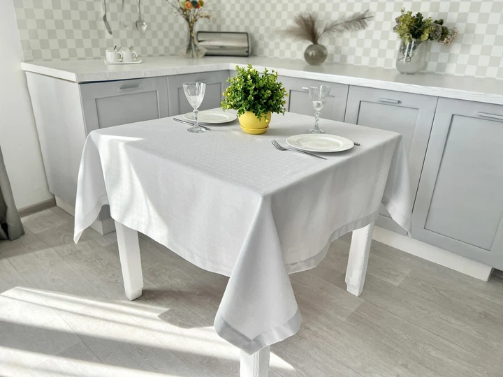 Скатерть водоотталкивающая ZAIRA GRIS 150x300 см 70% полиэстер 30% хлопок серый - Фото 7 Скатерть водоотталкивающая ZAIRA GRIS 150x300 см 70% полиэстер 30% хлопок серый - изображение 7
