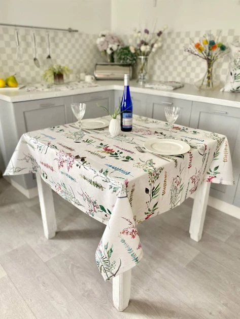 Скатерть водоотталкивающая MANTEL470 134x180 см 75% хлопок, 25% полиэстер Цветочный - изображение 5