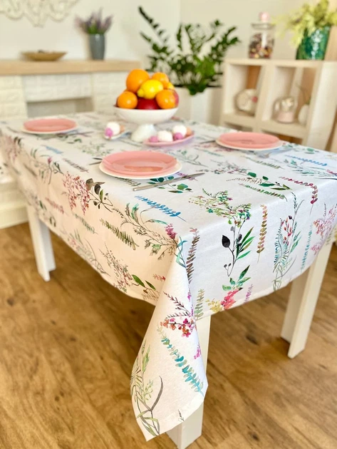 Скатерть водоотталкивающая MANTEL470 134x180 см 75% хлопок, 25% полиэстер Цветочный - изображение 7