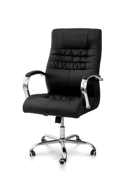 Офисный стул Линк черный кожзам 60x60x110 см металл хром - изображение 2