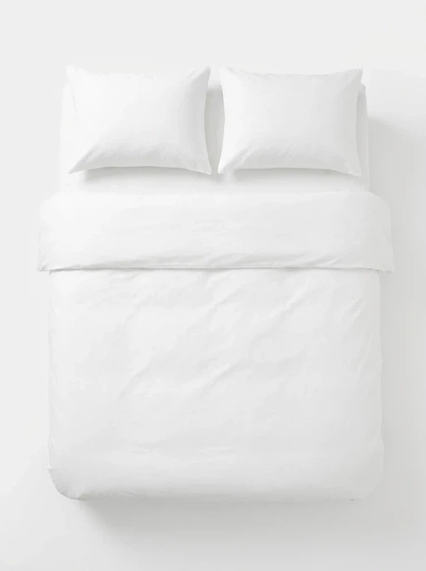 Постільний набір двоспальний SATIN WHITE 200x220 см 100% сатин білий - зображення 2