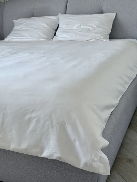 Постільний набір двоспальний SATIN WHITE 200x220 см 100% сатин білий - зображення 4