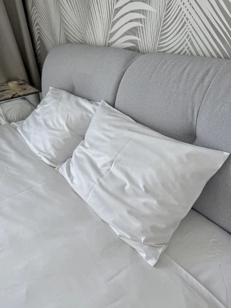 Постільний набір двоспальний SATIN WHITE 200x220 см 100% сатин білий - зображення 10