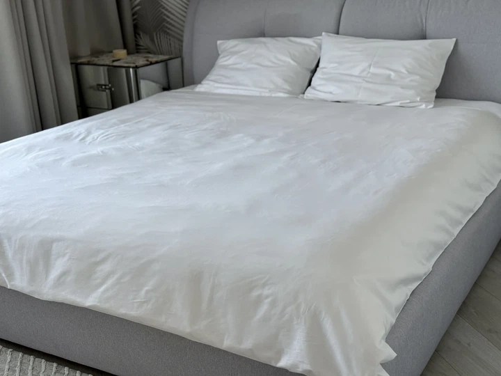 Постільний набір двоспальний SATIN WHITE 200x220 см 100% сатин білий - зображення 12