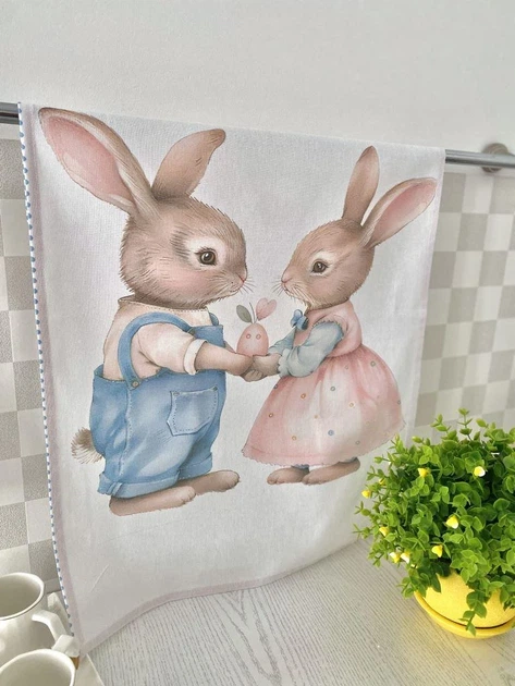 Набір кухонних рушників Bunny Love 45x65 см 100% бавовна Великодній принт 2 шт. - зображення 4