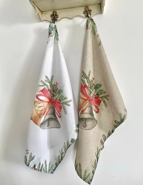 Набор кухонных полотенец Christmas Bells 45x65 см 100% хлопок Ассорти 2 шт. - Фото 3 Набор кухонных полотенец Christmas Bells 45x65 см 100% хлопок Ассорти 2 шт. - изображение 3