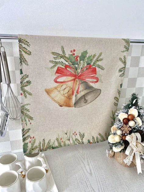 Набор кухонных полотенец Christmas Bells 45x65 см 100% хлопок Ассорти 2 шт. - Фото 4 Набор кухонных полотенец Christmas Bells 45x65 см 100% хлопок Ассорти 2 шт. - изображение 4