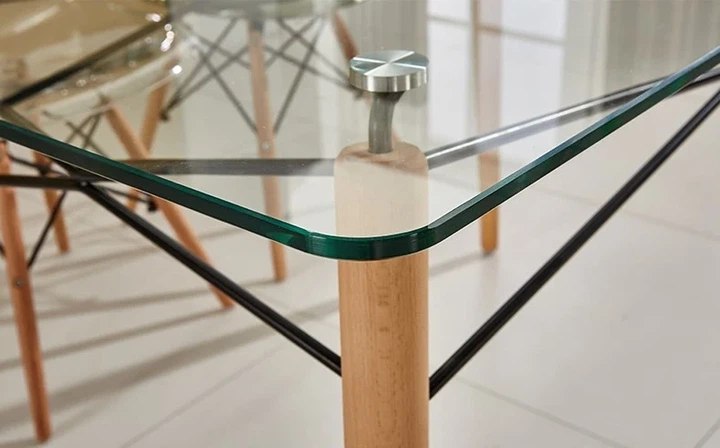 Обеденный стол Everest Glass 120x80 см закаленное стекло, бук, прозрачный - Фото 3 Обеденный стол Everest Glass 120x80 см закаленное стекло, бук, прозрачный - изображение 3