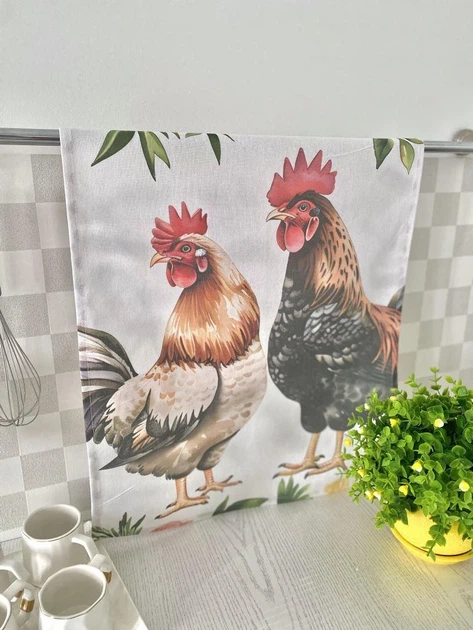 Набір кухонних рушників Happy Chickens 45х65 см 100% бавовна Принт Ассорти 2 шт. - зображення 4