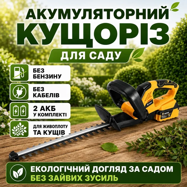 Аккумуляторный кусторез DeWalt DCHT820 36V с двумя аккумуляторами 5Ah, садовые ножницы для подрезки живой изгороди, обрезка веток, декоративных кустов и ухода за садом. - Фото 1 Аккумуляторный кусторез DeWalt DCHT820 36V с двумя аккумуляторами 5Ah, садовые ножницы для подрезки живой изгороди, обрезка веток, декоративных кустов и ухода за садом. - изображение 1