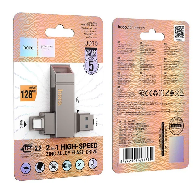 USB-флешка Hoco UD15 128GB USB 3.2 Grey (6942007611589) - зображення 8