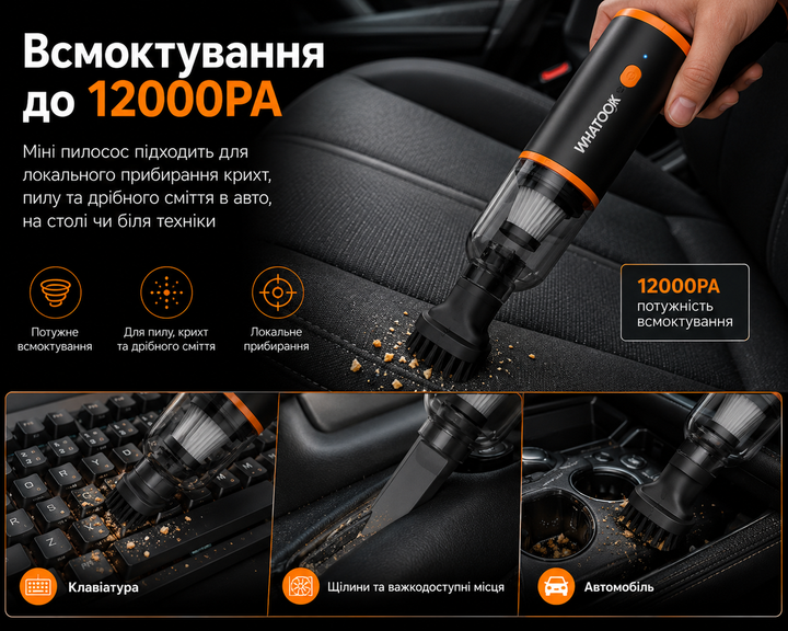Повітродувка пилосос WHATOOK Air Duster 3в1 акумуляторна 100000 RPM - изображение 5