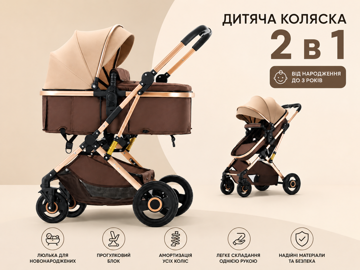 Универсальная детская коляска 2в1 хаки - изображение 12